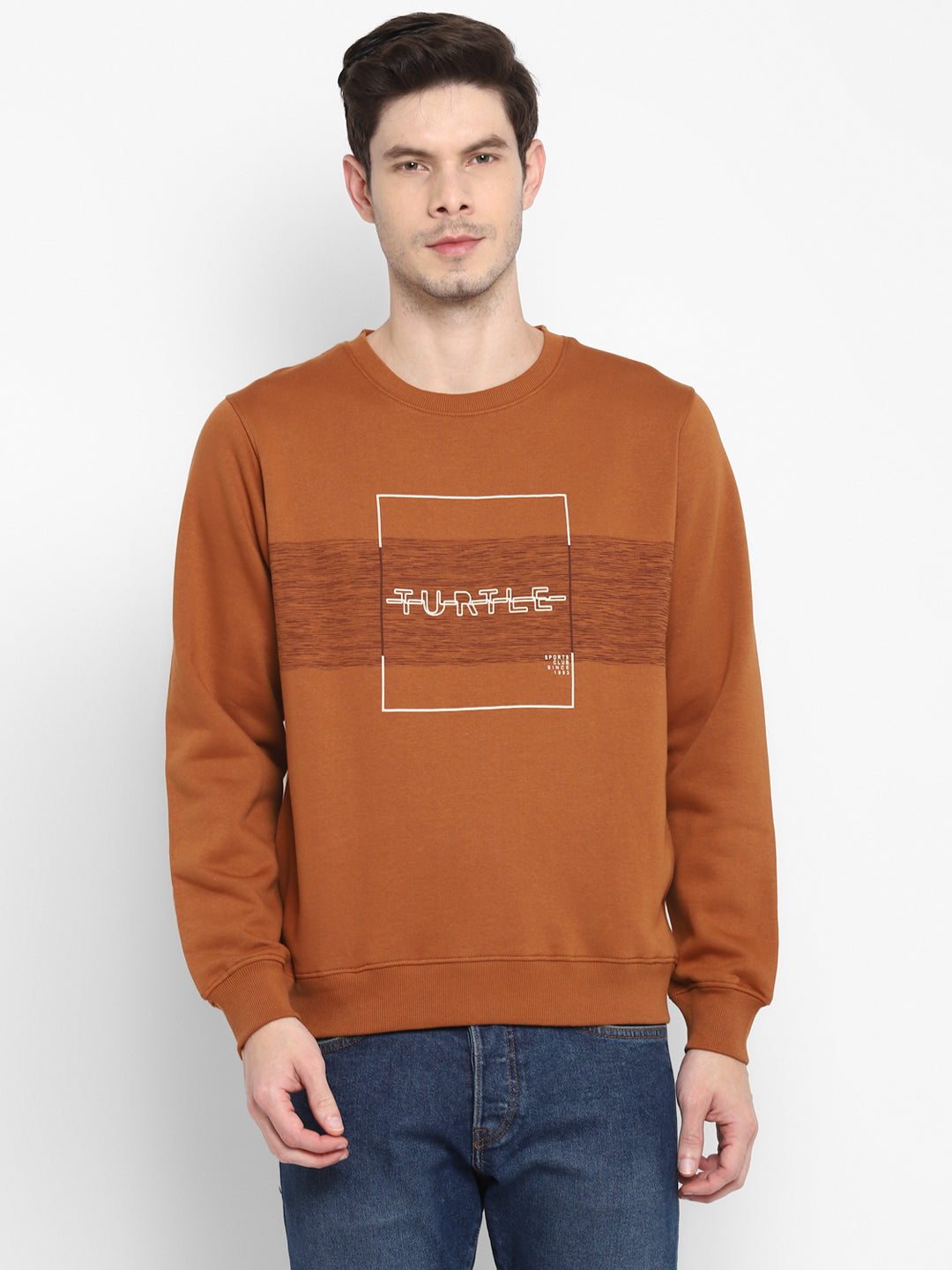 Orange Full Sleeve Round Neck Sweatshirt for Men