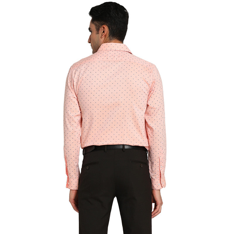 Cotton Pink Regular Fit Printed Formal Shirts