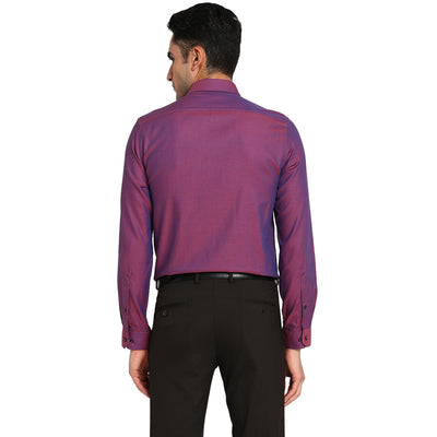 Cotton Purple Slim Fit Self Design Formal Shirts
