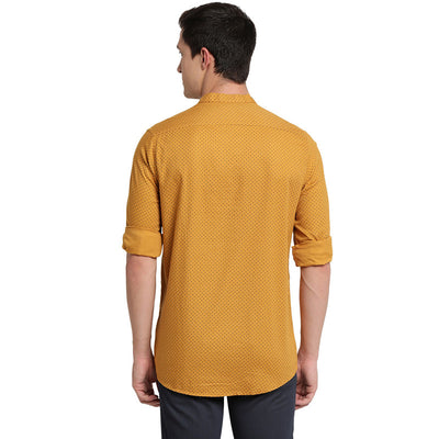 Mustard Yellow Pure Cotton Printed Kurta Shirt