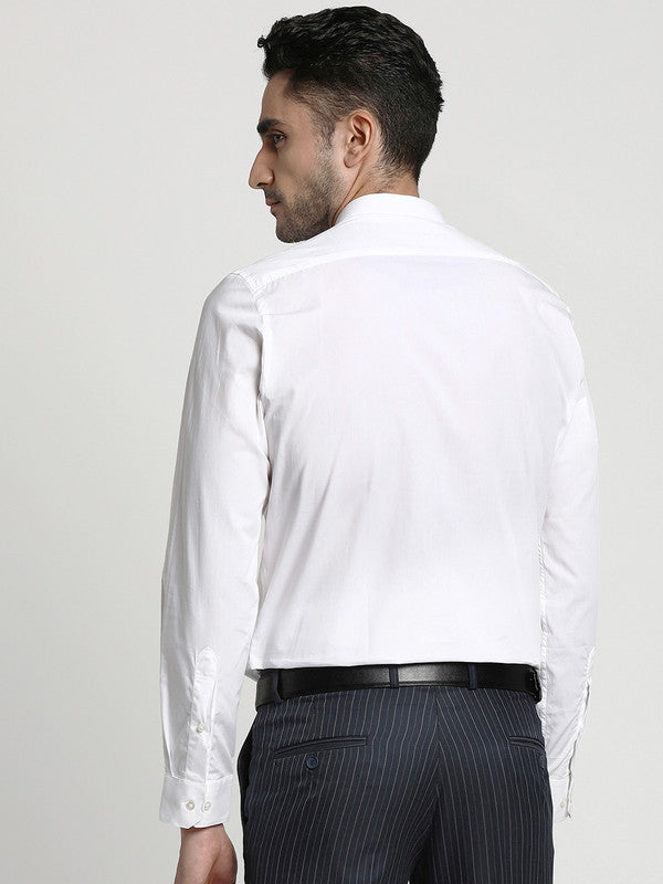 Cotton White Slim Fit Solid Formal Shirts