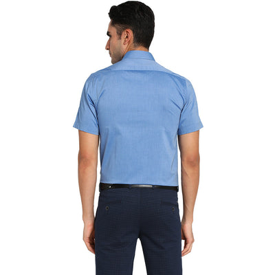Cotton Blue Regular Fit Solid Formal Shirts