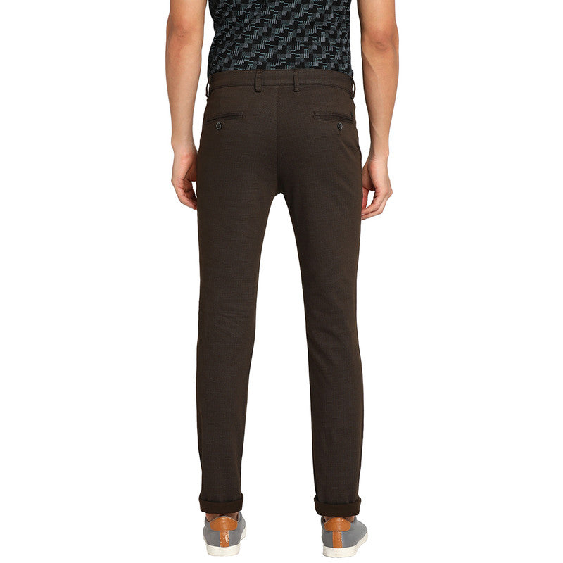 Cotton Brown Solid Narrow Fit Trouser