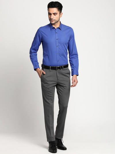 Solid Blue Casual Shirt For Men