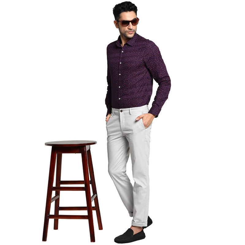 Cotton Stretch Brown Solid Ultra Slim Fit Trouser