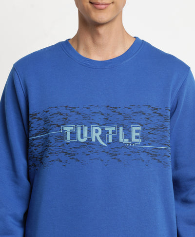 Turtle Men blue Printed Round Neck SweatShirt