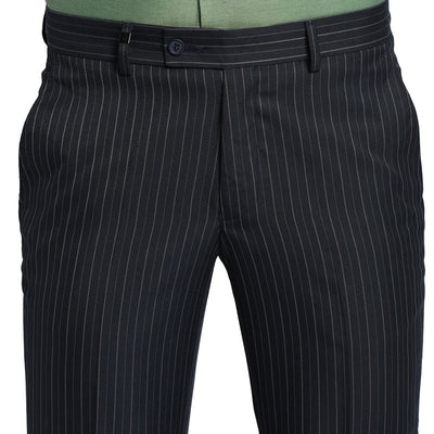 Rayon Navy Blue Striped Slim Fit Trouser
