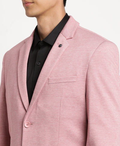 Pink Knitted Self Design Casual Blazer