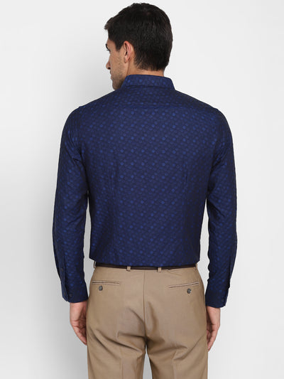 Jacquard Blue Slim Fit Formal Shirt