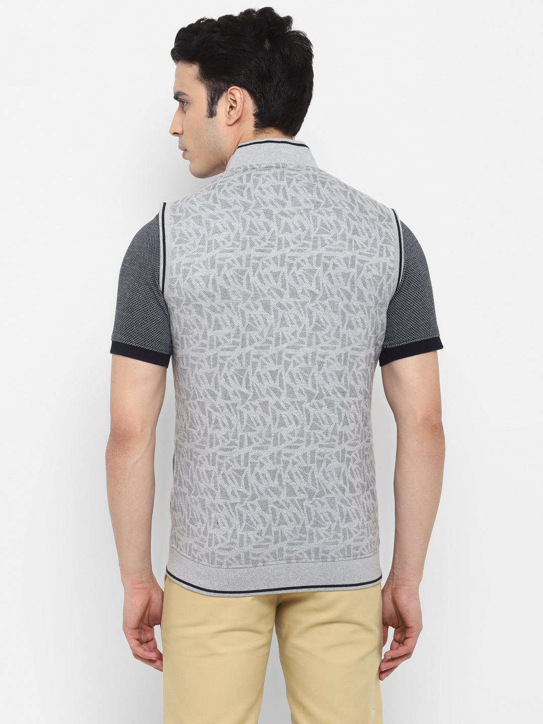 Printed Grey Sleeveless Sweatshirt for Men