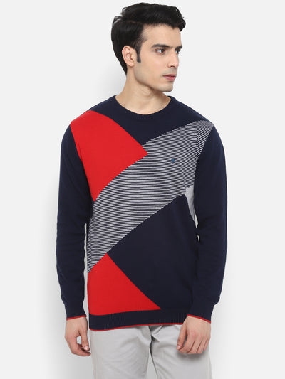 Red & Blue Full Sleeve Sweater for Men