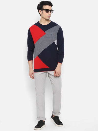 Red & Blue Full Sleeve Sweater for Men