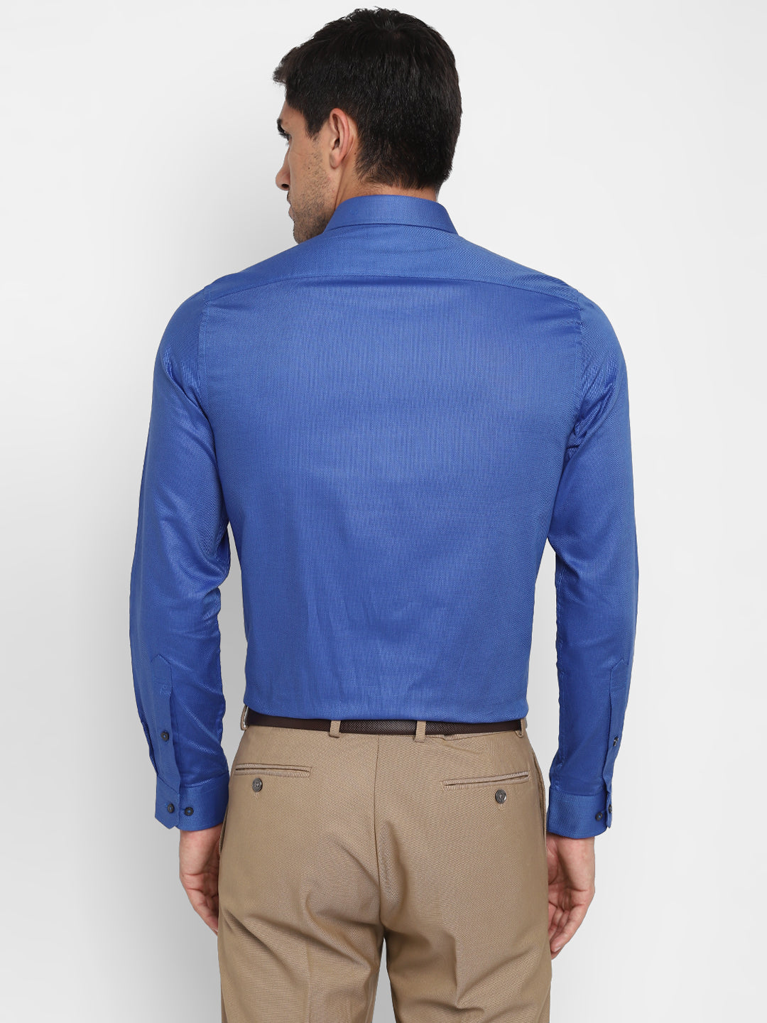 Dobby Solid Blue Slim Fit Formal Shirt