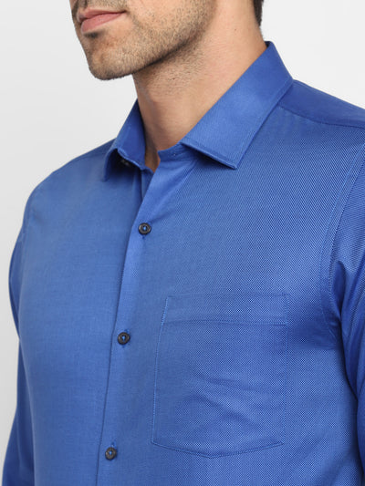 Dobby Solid Blue Slim Fit Formal Shirt