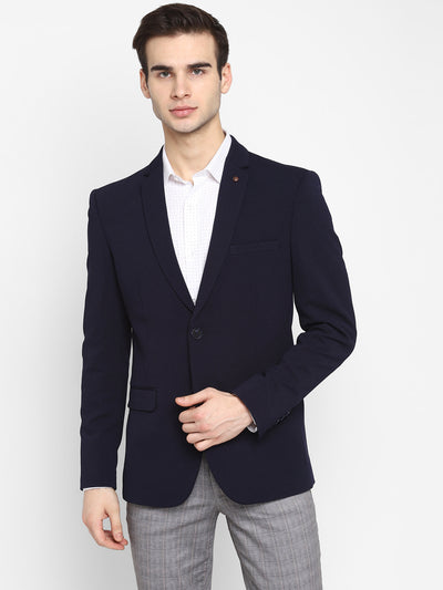 Solid Navy Blue Blazer for Men