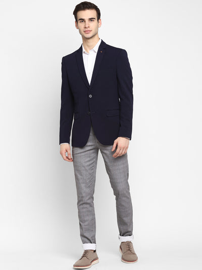 Solid Navy Blue Blazer for Men