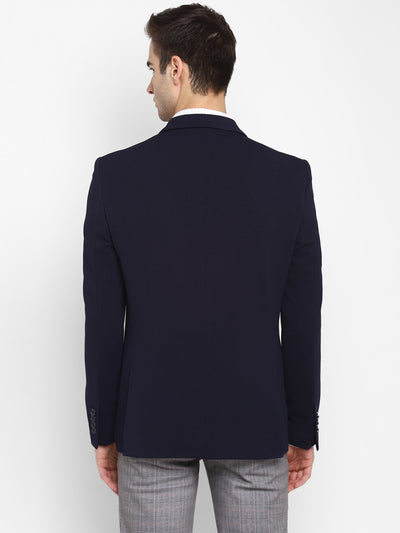 Solid Navy Blue Blazer for Men