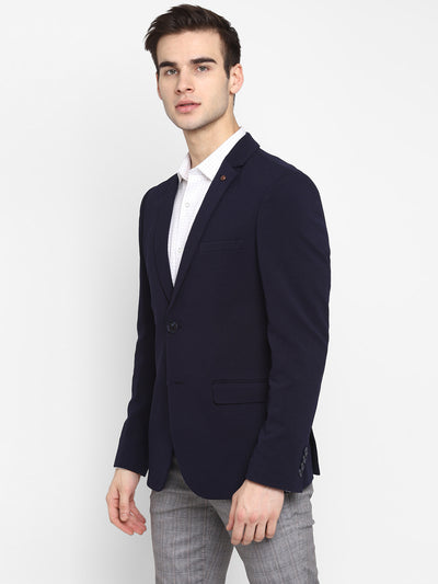 Solid Navy Blue Blazer for Men