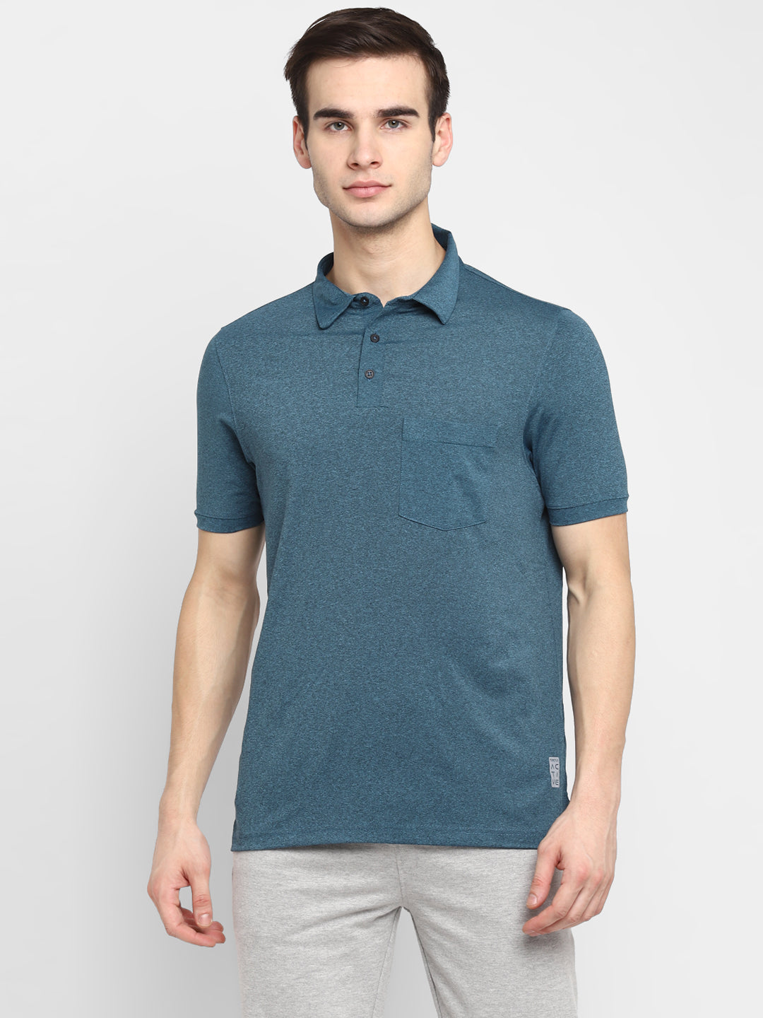 Teal Half Sleeve Polo T-Shirt for Men