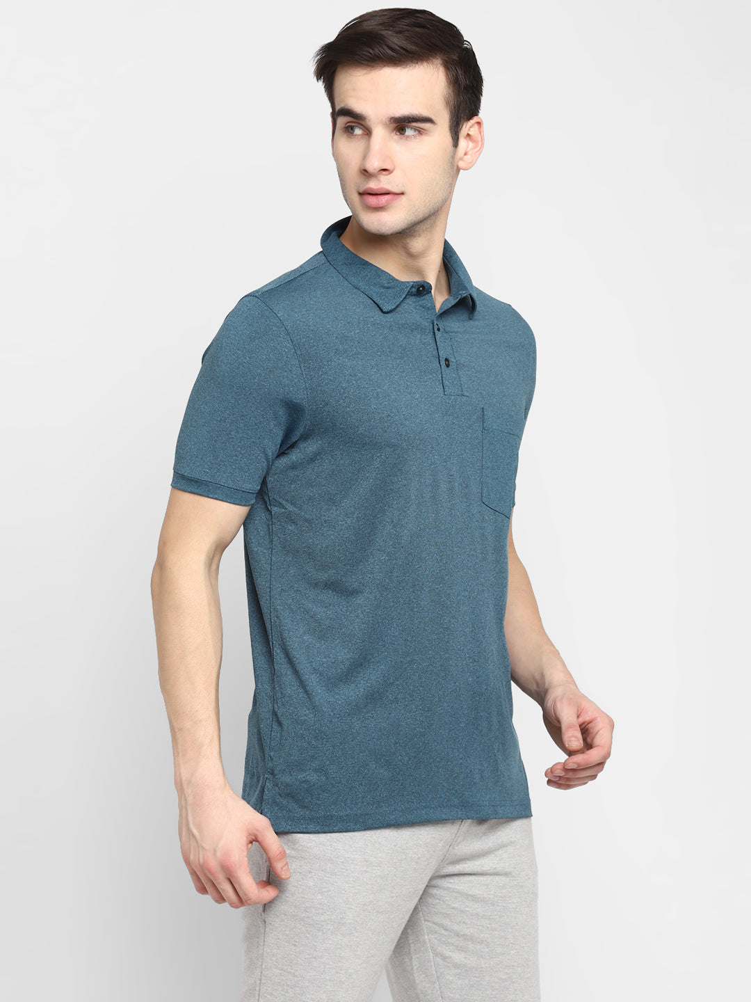 Teal Half Sleeve Polo T-Shirt for Men