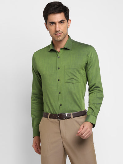 Solid Green Slim Fit Formal Shirt