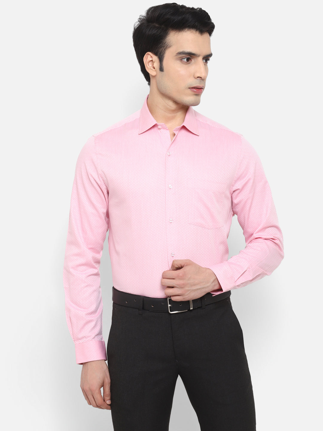 Solid Pink Slim Fit Formal Shirt