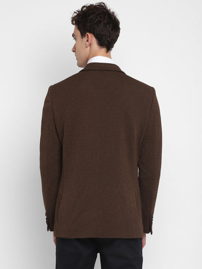 Solid Brown Blazer for Men