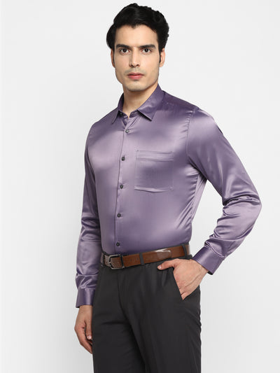 Solid Purple Slim Fit Casual Shirt For Men