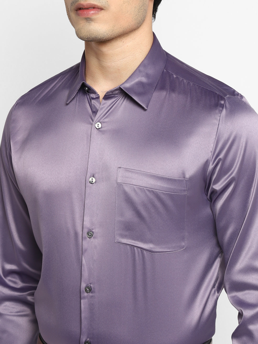 Solid Purple Slim Fit Casual Shirt For Men