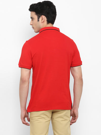 Solid Red Half Sleeve Polo T-Shirt for Men