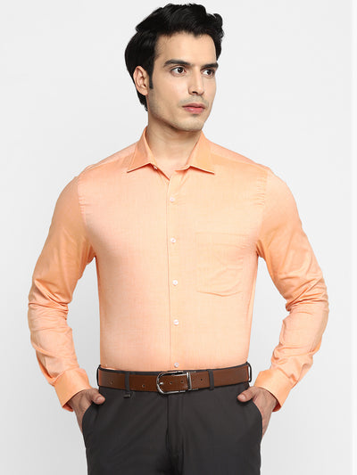 Solid Orange Slim Fit Formal Shirt