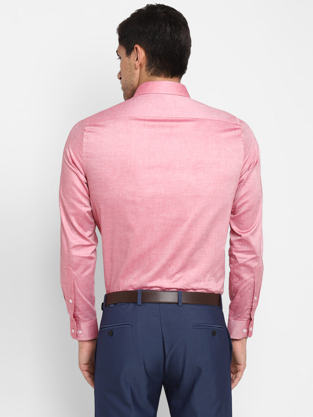 Pink Cotton Solid Slim Fit Shirt