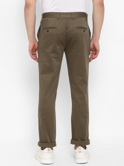 Printed Brown Slim Fit Causal Trouser