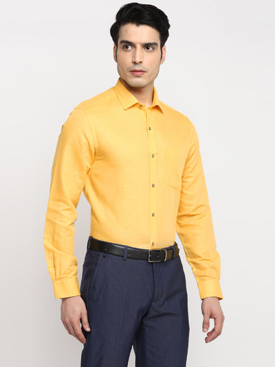 Solid Yellow Slim Fit Formal Shirt
