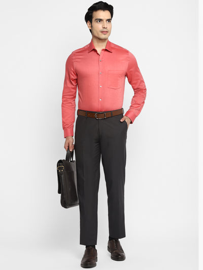 Dobby Solid Red Slim Fit Formal Shirt