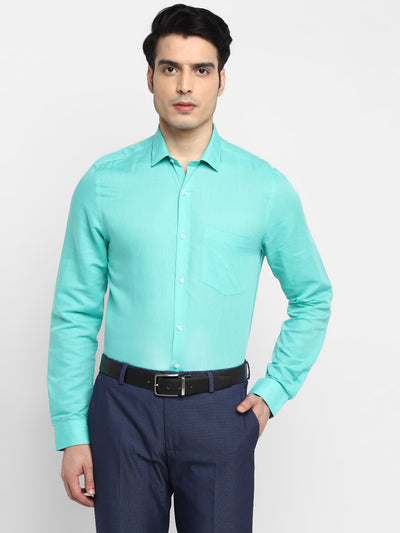 Solid Dark Green Slim Fit Formal Shirt