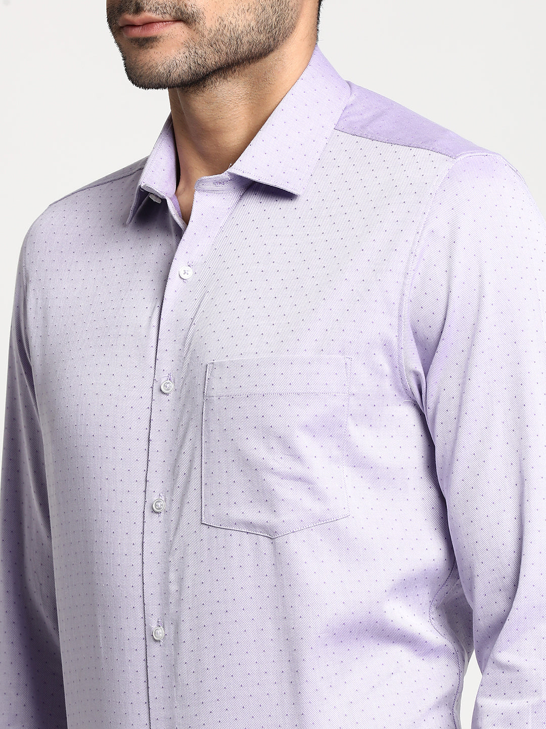 Cotton Purple Slim Fit Self Design Formal Shirts