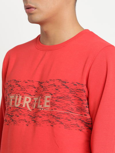 Turtle Men Red Printed Round Neck SweatShirt