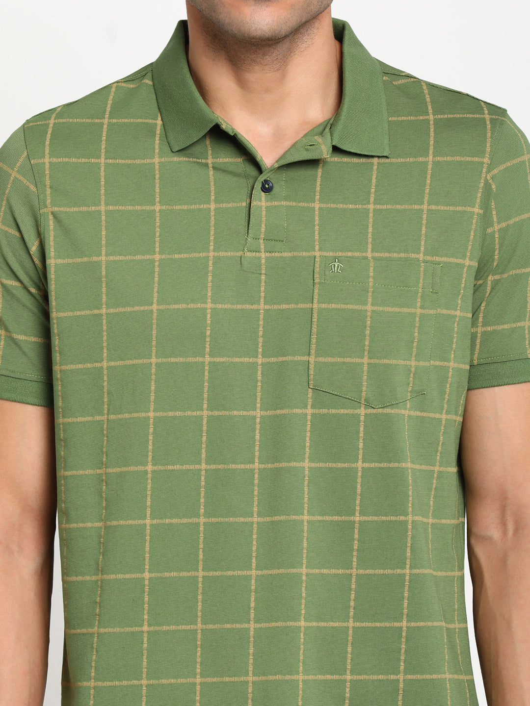 Buy Men Khaki Print Polo Neck T-shirt Online - 746169