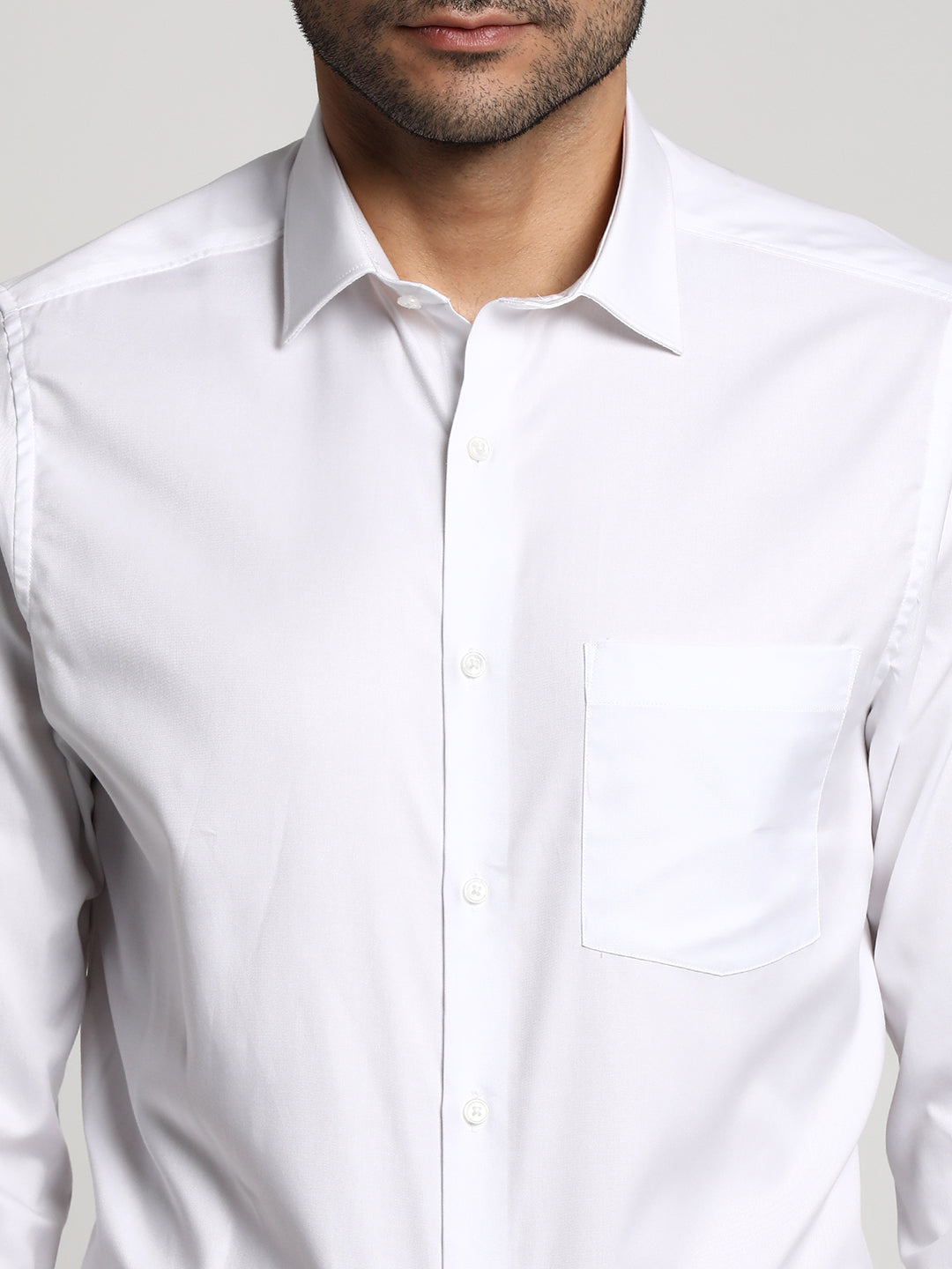 Cotton White Slim Fit Solid Formal Shirt