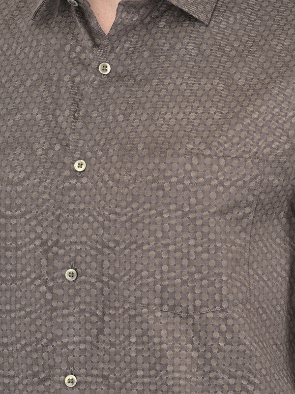 Cotton Grey Regular Fit Printed Shirt