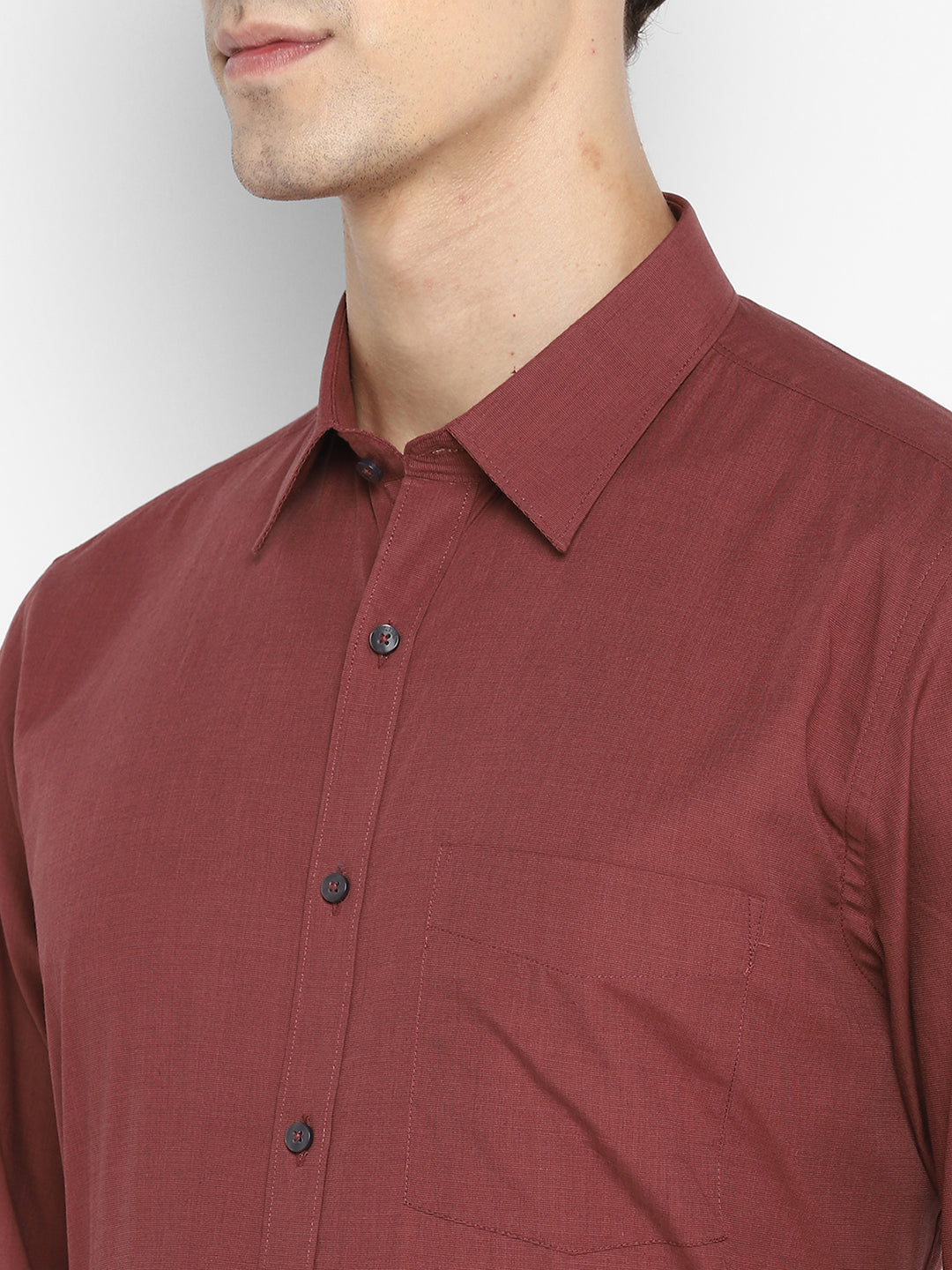 Solid Brown Slim Fit Casual Shirt