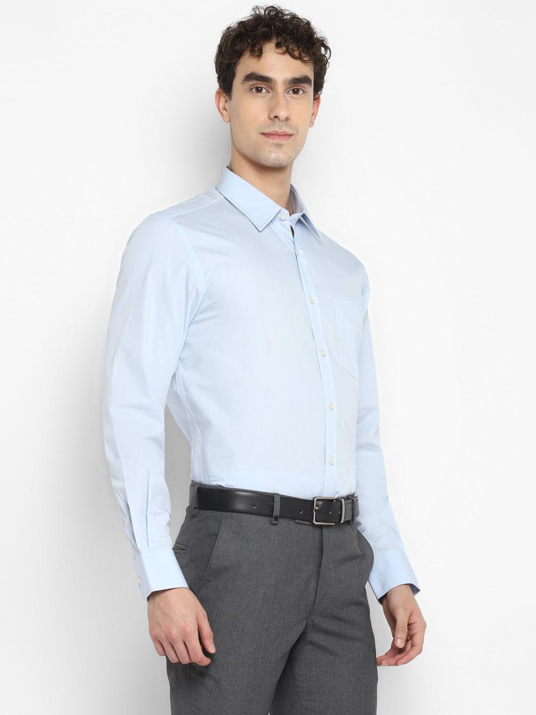 Solid Blue Regular Fit Formal Shirt