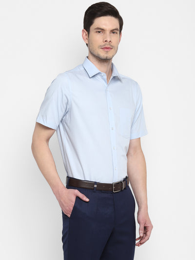 Solid Blue Regular Fit Casual Shirt