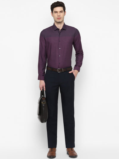 Self Design Purple Slim Fit Formal Shirt