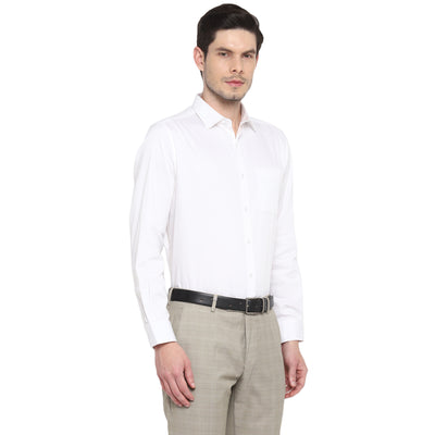 White Cotton Solid Slim Fit Shirts