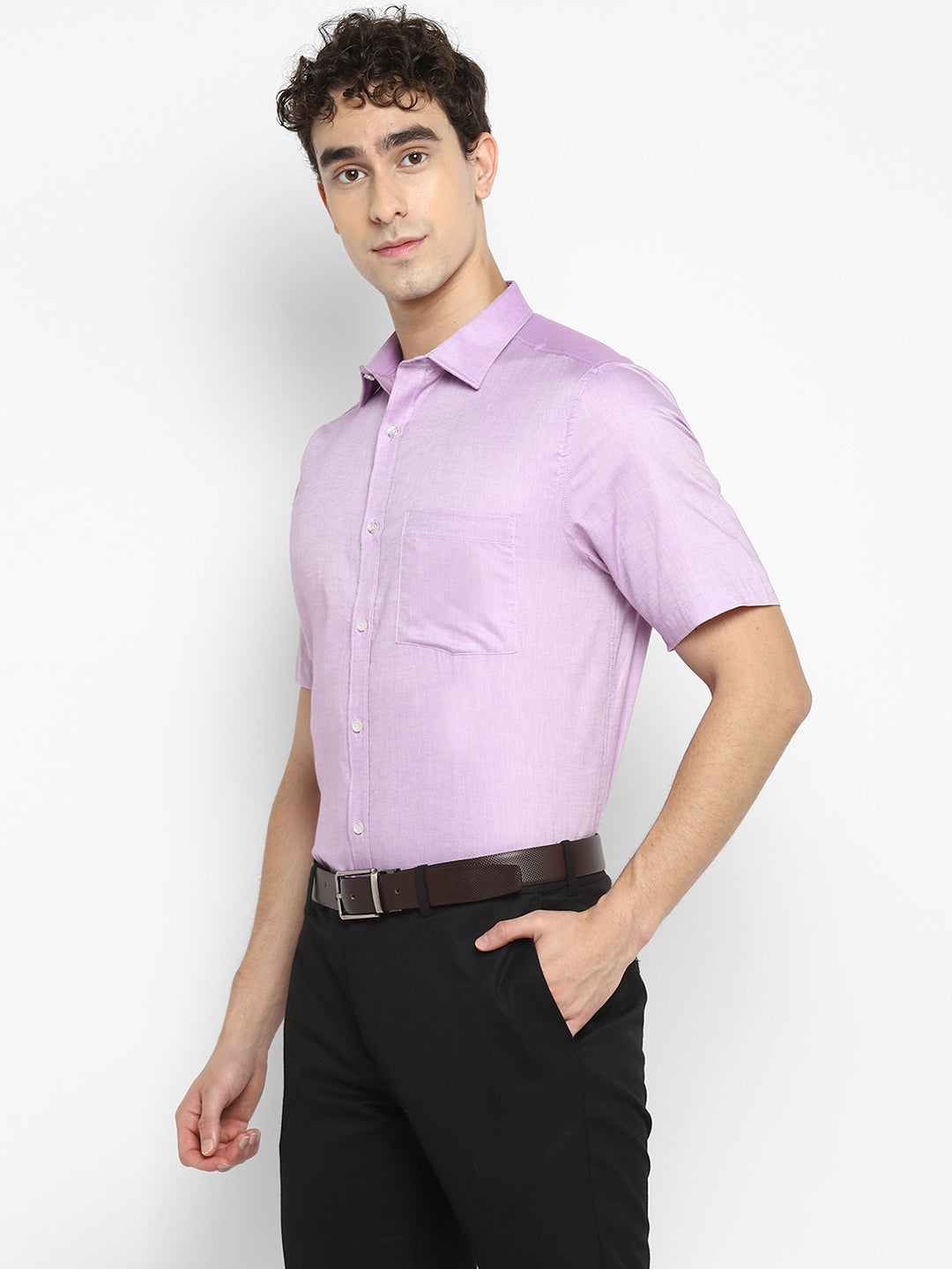 Solid Purple Regular Fit Formal Shirt