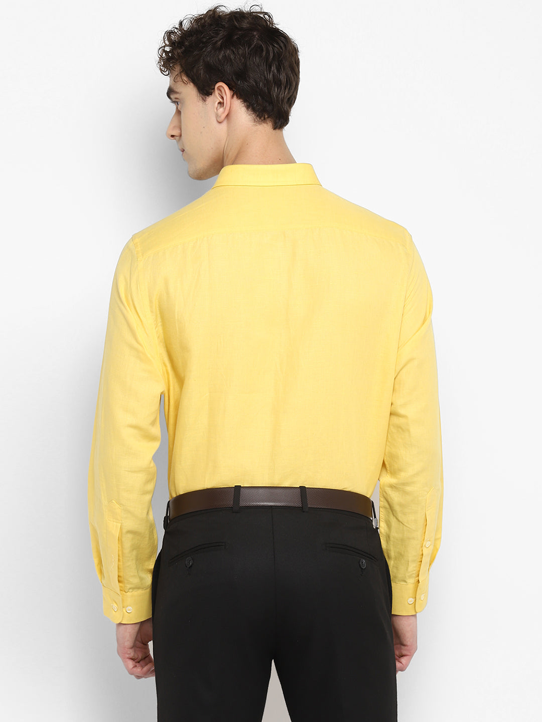 Solid Yellow Regular Fit Formal Shirt