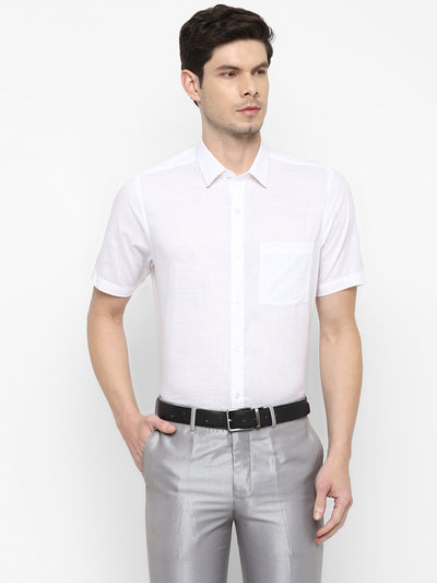 White Cotton Solid Regular Fit Shirts
