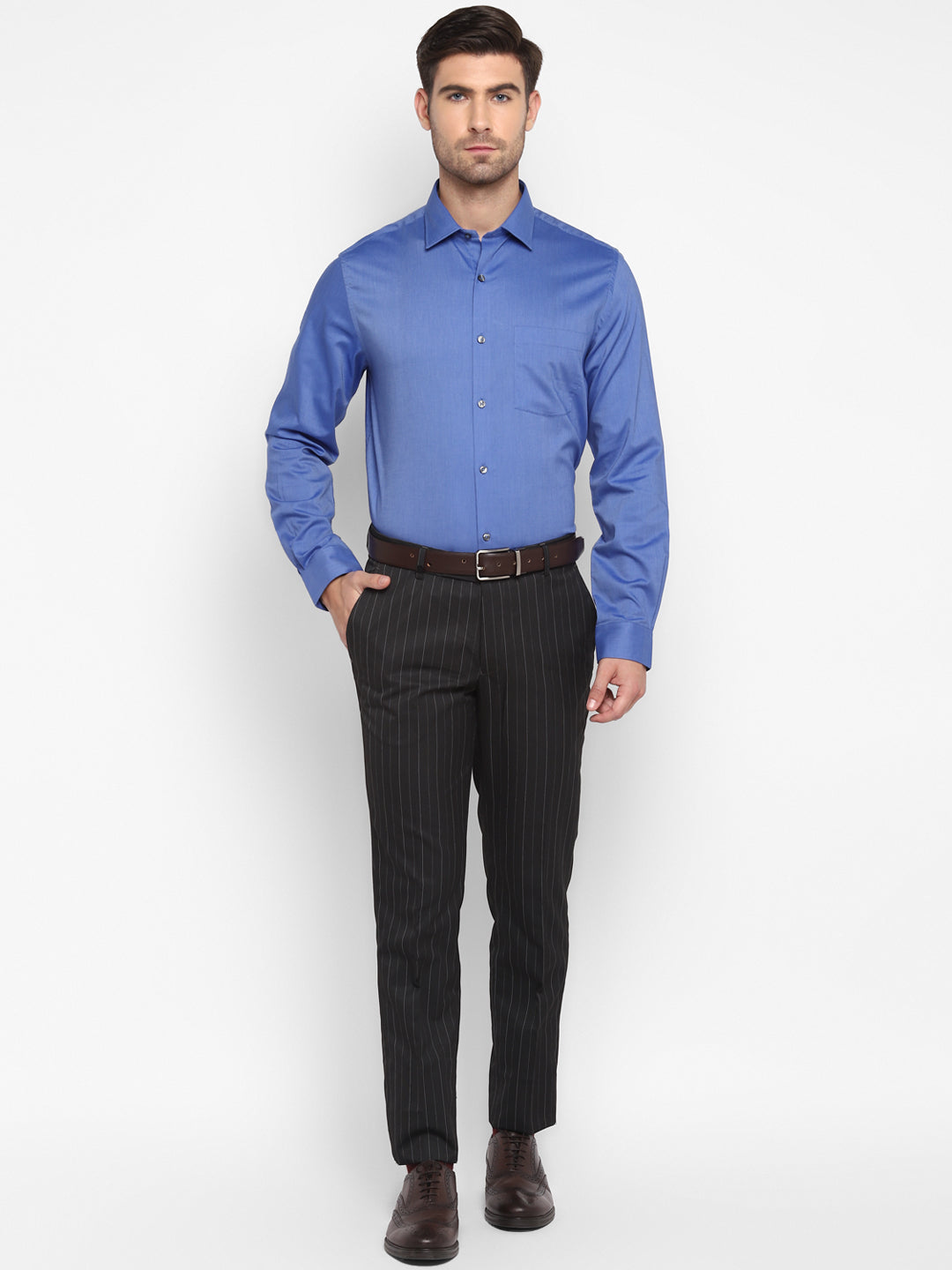 Solid Blue Slim Fit Formal Shirt
